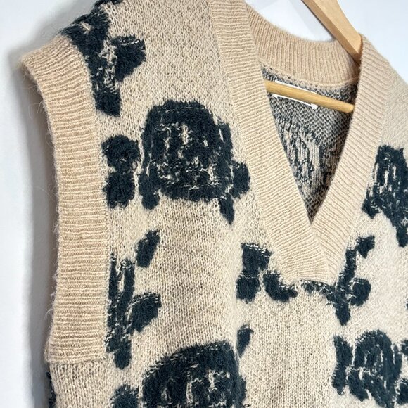 Anthropologie Distressed Boho Neutral Wool Blend Sweater Vest Size Small n47 - Picture 10 of 16